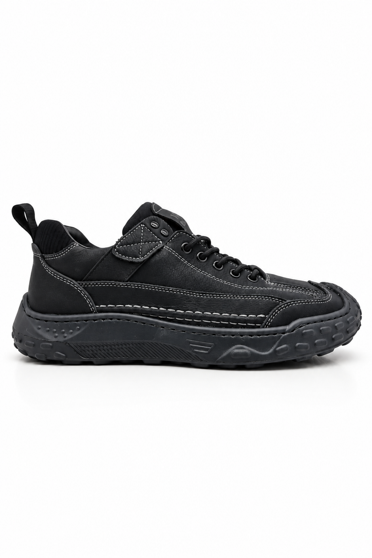 Siyah %100 Deri Erkek Sneaker Ayakkabı EVA Taban Tam Kalıp