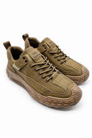 Haki %100 Deri Erkek Sneaker Ayakkabı EVA Taban Tam Kalıp