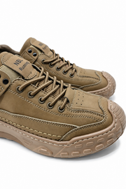 Haki %100 Deri Erkek Sneaker Ayakkabı EVA Taban Tam Kalıp