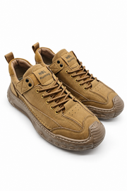 Taba %100 Deri Erkek Sneaker Ayakkabı EVA Taban Tam Kalıp